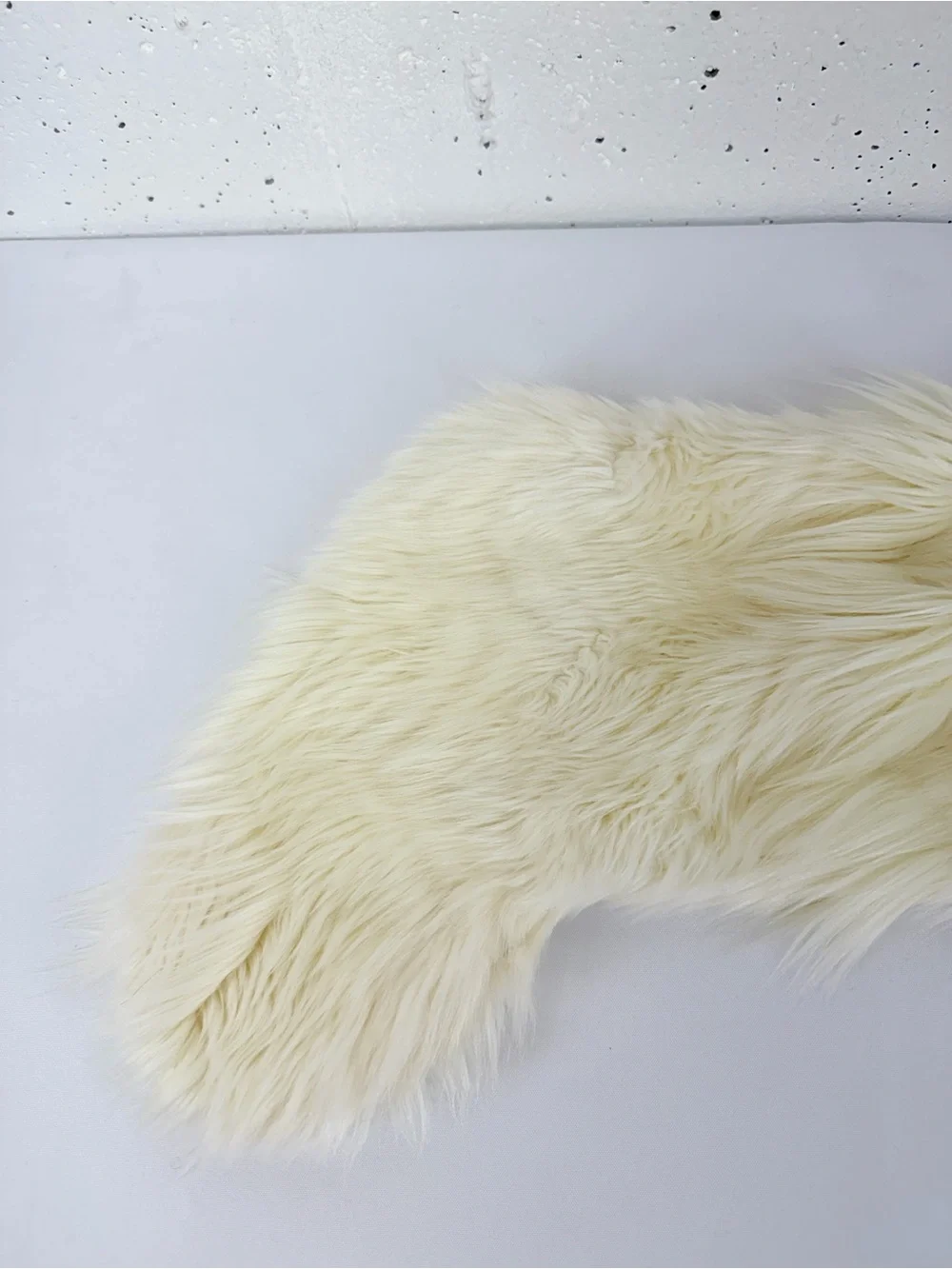 Anthropologie North Pole Off White Faux Fur Stocking NEW